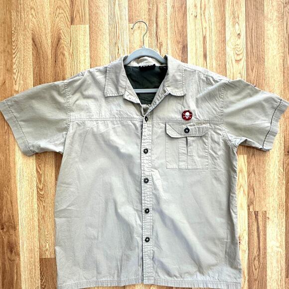 Plugg Men's Beige Cotton Button Up Shirt - Picture 1 of 8